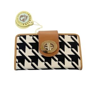 NWT Spartina 449 Stoddard Turnlock Wallet Houndstooth Black and Cream